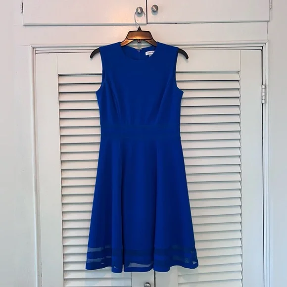 royal blue calvin klein blue dress Royal blue Calvin Klein dress with gold zipper
